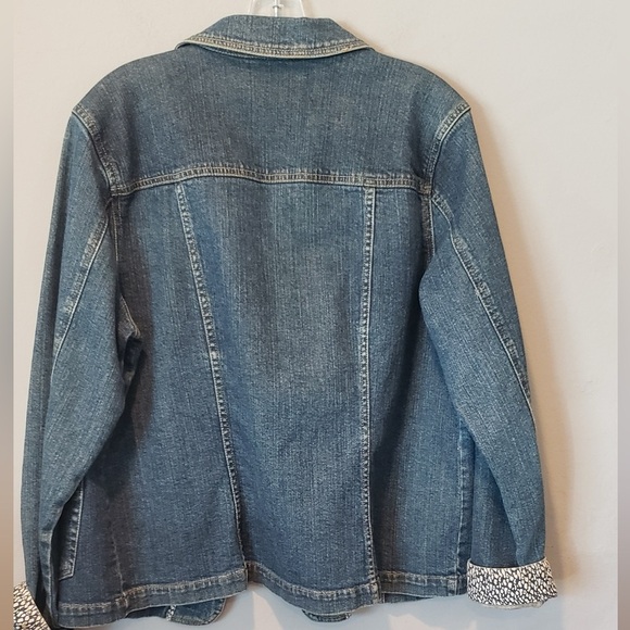 Charter Club Blue Denim Jacket with Patterned Lining - Picture 2 of 4